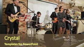 Presentation with music band - Cool new PPT theme with wedding - music band of six young backdrop and a tawny brown colored foreground