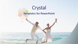  Presentation with beach wedding - Theme consisting of wedding - newlyweds having fun holding balloons background and a sky blue colored foreground