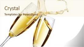  Presentation with champagne - Colorful slide set enhanced with wedding - two champagne glasses with abstract backdrop and a cream colored foreground