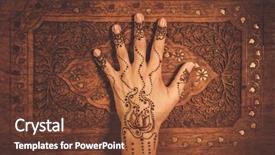  Presentation with traditional - Slide set having wedding - woman's hand with traditional menhdi background and a tawny brown colored foreground