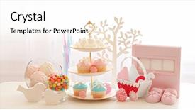  Presentation with birthday album - PPT theme consisting of wedding album - candy bar at birthday party background and a white colored foreground