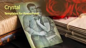  Presentation with album - Presentation theme consisting of wedding album - vintage memories close up background and a tawny brown colored foreground