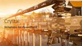  Presentation with wedding - Presentation theme enhanced with wedding-and-love-locks-hanging background and a yellow colored foreground