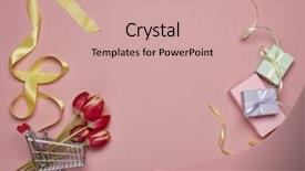  Presentation with shopping trolley - Cool new PPT layouts with wedding and other festive event backdrop and a coral colored foreground