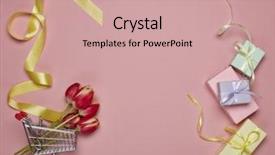  Presentation with shopping trolley - Slide deck enhanced with wedding and other festive event background and a coral colored foreground