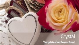  Presentation with heart and roses - Presentation theme having blank wooden heart with roses background and a  colored foreground