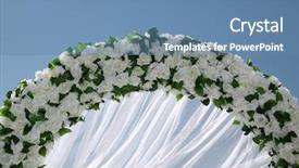  Presentation with wedding white - Slide set enhanced with wedding arc of white flowers background and a teal colored foreground