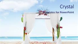  Presentation with beach wedding - Cool new slide deck with wedding arch and set up backdrop and a sky blue colored foreground