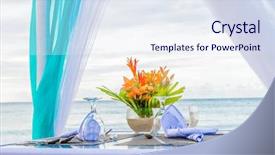  Presentation with beach wedding - Presentation enhanced with wedding arch and set up background and a sky blue colored foreground