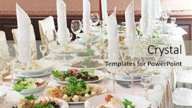  Presentation with wedding banquet table - Beautiful slides featuring wedding banquet - catering table set service backdrop and a soft green colored foreground