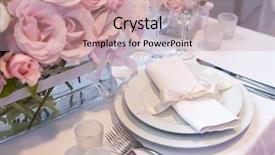  Presentation with banquet - Amazing PPT theme having wedding banquet - detail of an elegant dinner backdrop and a coral colored foreground