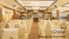  Presentation with banquet - Audience pleasing presentation theme consisting of wedding banquet - interior details backdrop and a yellow colored foreground