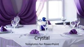  Presentation with banquet - Slide set featuring wedding banquet - tables set for meal background and a light blue colored foreground