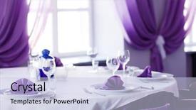  Presentation with wedding - Audience pleasing PPT layouts consisting of wedding banquet - tables set for meal backdrop and a lemonade colored foreground