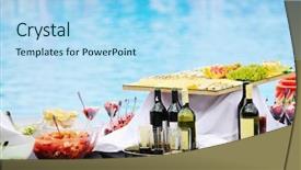  Presentation with outdoor party - Colorful slides enhanced with wedding banquet - vine salad cheese and other backdrop and a light blue colored foreground