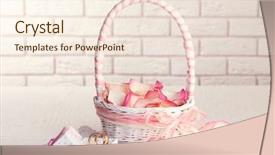  Presentation with wedding roses - Amazing PPT theme having wedding basket with roses petals backdrop and a cream colored foreground