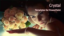  Presentation with bride - Beautiful presentation featuring wedding bells - beautiful young bride sitting next backdrop and a wine colored foreground