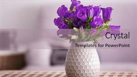  Presentation with purple - Slides featuring wedding bells - bouquet of purple bellflowers background and a mint green colored foreground