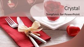  Presentation with table setting - Audience pleasing presentation consisting of wedding bells - festive table setting for valentines backdrop and a coral colored foreground