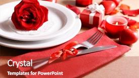  Presentation with table setting - Beautiful PPT theme featuring wedding bells - festive table setting for valentines backdrop and a crimson colored foreground