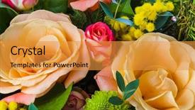  Presentation with floral - Presentation with wedding bells - flowers bouquet - floral background background and a gold colored foreground