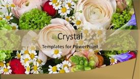  Presentation with floral - Slide set consisting of wedding bells - flowers bouquet - nature floral background and a coral colored foreground