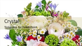  Presentation with white flowers - Amazing PPT layouts having wedding bells - flowers bouquet isolated on white backdrop and a soft green colored foreground