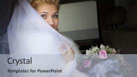  Presentation with bride - Slide set featuring elderly woman by her desk gesturing background and a lemonade colored foreground