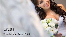  Presentation with wedding bells - Colorful slide deck enhanced with wedding bells - portrait of a pretty brideportrait backdrop and a light gray colored foreground