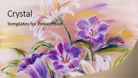  Presentation with canvas - Presentation consisting of wedding bells - wildflowers oil painting on canvas background and a lemonade colored foreground