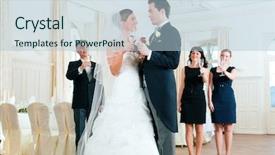  Presentation with glasses - Slide deck featuring wedding best - bridal couple clinking glasses while background and a light blue colored foreground