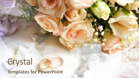  Presentation with wedding rings - PPT theme consisting of wedding bouquet and rings background and a lemonade colored foreground