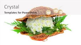  Presentation with seashell - Amazing slide deck having wedding bouquet as seashell on a white backdrop and a light gray colored foreground