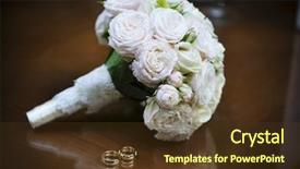  Presentation with bride and groom at wedding - Amazing PPT theme having wedding bouquet for the bride backdrop and a tawny brown colored foreground