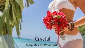 Presentation with tropical wedding - Presentation theme with wedding bouquet from local tropical background and a light blue colored foreground