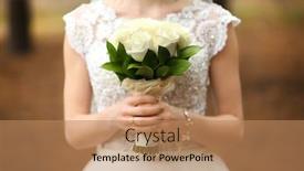  Presentation with bride - Beautiful theme featuring wedding bouquet in hands of the bride backdrop and a coral colored foreground