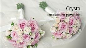  Presentation with pink wedding - Slide set featuring wedding bouquet of pink roses background and a light gray colored foreground