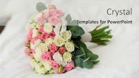  Presentation with wedding roses - Presentation theme with wedding-bouquet-on-bed-roses background and a light gray colored foreground