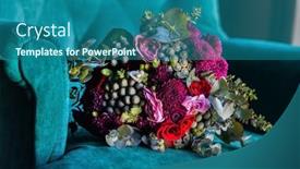  Presentation with wedding - PPT layouts consisting of wedding-bouquet-on-the-sofa background and a ocean colored foreground