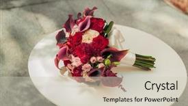  Presentation with wedding calla lily - Theme enhanced with wedding bouquet on the table background and a soft green colored foreground