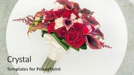  Presentation with wedding banquet table - Amazing PPT layouts having wedding bouquet on the table backdrop and a sky blue colored foreground