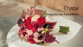  Presentation with wedding - Slide deck consisting of wedding bouquet on the table background and a coral colored foreground