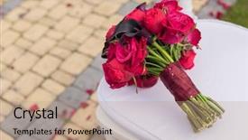  Presentation with white gold wedding - Amazing PPT layouts having wedding bouquet on white chair backdrop and a coral colored foreground