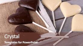  Presentation with chocolate - Beautiful presentation design featuring wedding burlap - chocolate heart shaped candies backdrop and a tawny brown colored foreground