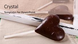  Presentation with heart shaped book page - Slide deck featuring wedding burlap - chocolate heart shaped candies background and a lemonade colored foreground