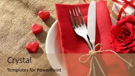  Presentation with table setting - PPT theme enhanced with wedding burlap - festive table setting for valentine background and a  colored foreground