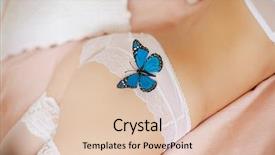  Presentation with bed - PPT theme having wedding butteflies - beautiful young woman lying background and a lemonade colored foreground