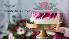  Presentation with cake - Audience pleasing slides consisting of wedding-cake-on-the-table backdrop and a light gray colored foreground