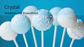  Presentation with cake - Beautiful slides featuring wedding cake pops backdrop and a teal colored foreground