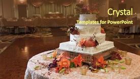  Presentation with wedding banquet table - PPT theme having wedding cake reception party table background and a tawny brown colored foreground